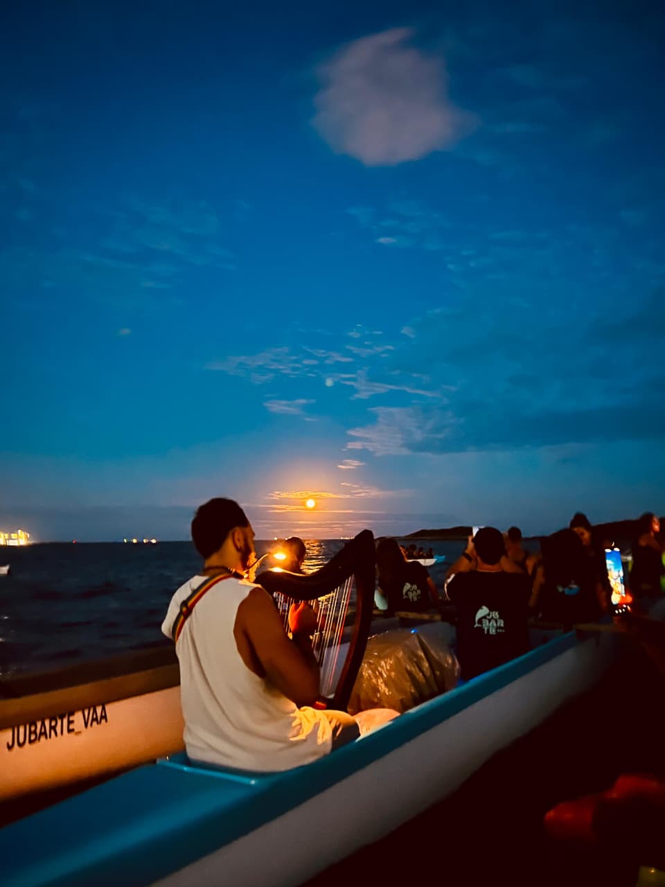 Em Vitória, artista leva a harpa para o mar